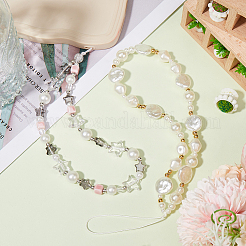 2Pcs 2 Styles Plastic Pearl & Resin & Glass Mobile Straps&nbsp;AJEW-GF0001-21A