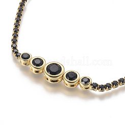 Adjustable Brass Micro Pave Cubic Zirconia Bolo Bracelets&nbsp;BJEW-F404-01A-G