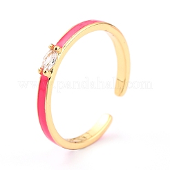 Brass Micro Pave Clear Cubic Zirconia Cuff Rings&nbsp;RJEW-H543-10G