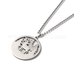 Non-Tarnish 304 Stainless Steel Double Layer Pendant Necklaces&nbsp;LS-NJEW-D047-02P