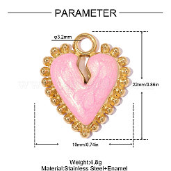 304 Stainless Steel with Pink Enamel Pendants&nbsp;SA-OY001-29G
