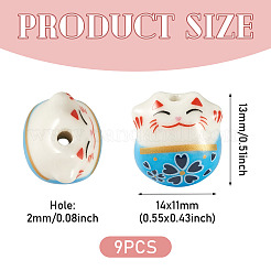 9Pcs Handmade Printed Porcelain Beads&nbsp;PORC-TADJ0001-01J