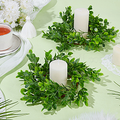 2Pcs Cloth Artificial Leaf Candle Rings Wreath&nbsp;AJEW-SP0004-47B