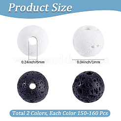 5 Strands 2 Colors Natural Lava Rock Round Beads Strands&nbsp;G-PA0001-88