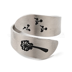 Dandelion 304 Stainless Steel Enamel Open Cuff Rings&nbsp;RJEW-S415-06P
