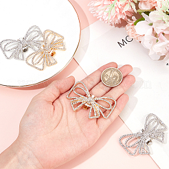 4Pcs 2 Colors Bowknot Alloy Rhinestone Shoe Decorations&nbsp;FIND-CP0002-23