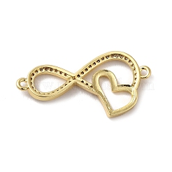 Eco-Friendly Rack Plating Brass Micro Pave Clear Cubic Zirconia Connector Charms&nbsp;KK-F853-25G