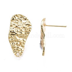 Hammered Brass Stud Earring Findings&nbsp;KK-Q764-036