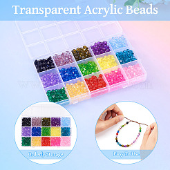 900Pcs 15 Colors Transparent Acrylic Beads&nbsp;TACR-TA0001-46