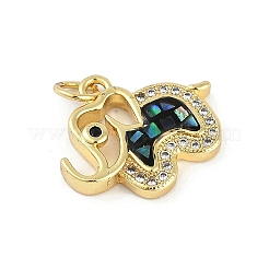 Rack Plating Brass Micro Pave Clear Cubic Zirconia Pendants&nbsp;KK-U032-25G-01