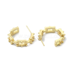 Rack Plating Brass Hollow Rectangle Stud Earrings&nbsp;EJEW-Q780-07G
