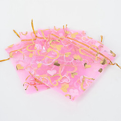 Heart Printed Organza Bags&nbsp;OP-R022-10x12-02