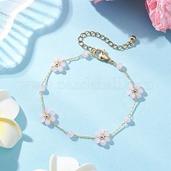 Glass & ABS Plastic Imitation Pearl Beads Link Bracelets&nbsp;BJEW-JB12572-04