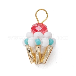 Glass Seed Beaded Cupcake Pendants&nbsp;PALLOY-MZ00581