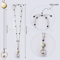 Glass Pearl Round Bead ID Card Neck Strap Card Holder&nbsp;HJEW-SW00131