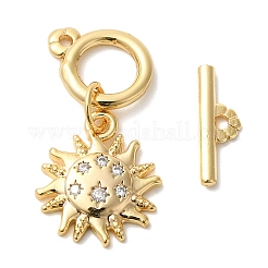 Brass Micro Pave Clear Cubic Zirconia Toggle Clasps&nbsp;KK-N254-78G