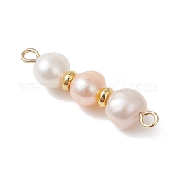 Natural Cultured Freshwater Pearl Two Sides Polished Beaded Links Connector Charms&nbsp;PALLOY-JF04969