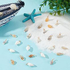 100Pcs Copper Wire Wrapped Natural Shell Pendants&nbsp;PALLOY-HY00048