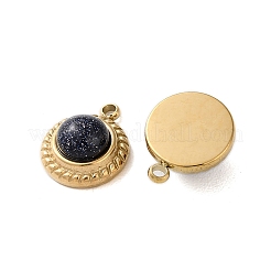 Synthetic Blue Goldstone Half Round Charms&nbsp;STAS-L022-399G-02