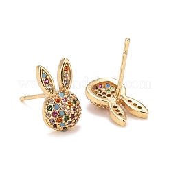 Cubic Zirconia Rabbit Stud Earrings&nbsp;EJEW-A069-14G