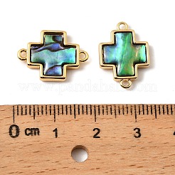 Natural Paua Shell Cross Connector Charms&nbsp;KK-G538-40G