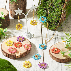 10Pcs 5 Styles Glass Seed Beaded Flower Pendants&nbsp;PALLOY-TA00388
