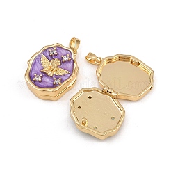 Brass Micro Pave Clear Cubic Zirconia Locket Pendants&nbsp;KK-P335-07G