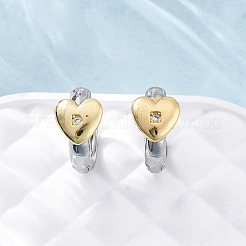 Brass Micro Pave Clear Cubic Zirconia Hoop Earrings&nbsp;EJEW-H158-19B-GP