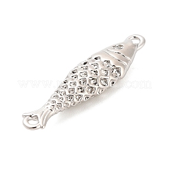 Brass Micro Pave Clear Cubic Zirconia Fish Connector Charms&nbsp;KK-H527-37P