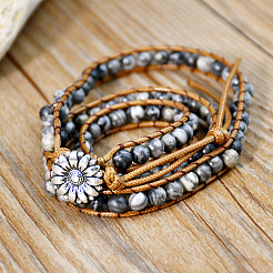 Natural Map Stone Beads Wrap Bracelets&nbsp;WG9B6C1-01