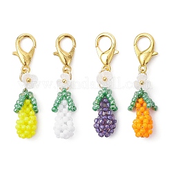 3D Eggplant Glass Seed Beaded Pendant Decorations&nbsp;HJEW-MZ00370
