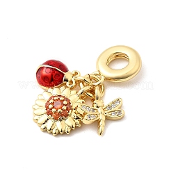 Brass Micro Pave Clear Cubic Zirconia European Dangle Charms&nbsp;KK-F904-06G