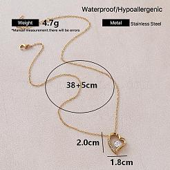 Vintage 304 Stainless Steel Glass Heart Pendant Necklaces for Women&nbsp;VV5030