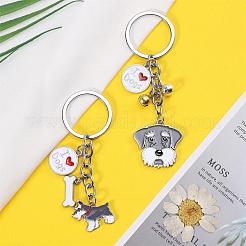 WEWAYSMILE 2 pcs Dog Keychain Car Keychain Pet Pendant Key-Ring Lovely Dog Key-ring Portable Metal Keychain Gift for Pet Lover Birthday Puppy Theme Party Supplies (Schnauzer)&nbsp;JX794A