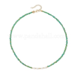 6Pcs 6 Colors White Round Shell Pearl and Glass Seed Beaded Necklaces&nbsp;NJEW-JN05738