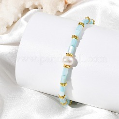 Natural Cultured Freshwater Pearl & Dyed Freshwater Shell Beaded Bracelets for Women&nbsp;BJEW-JB14213