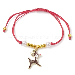Christmas Theme Alloy Enamel Braided Bead Bracelets&nbsp;BJEW-JB11110