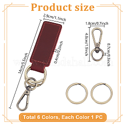 6Pcs 6 Colors Cowhide Leather Keychain&nbsp;KEYC-PH0002-15