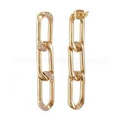 Brass Micro Pave Clear Cubic Zirconia Dangle Stud Earrings&nbsp;EJEW-I251-05G