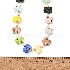Handmade Porcelain Elephant Bead Necklaces&nbsp;NJEW-JN06672