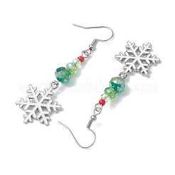Christmas Theme Glass Dangle Earrings&nbsp;EJEW-TA00476