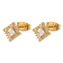 Brass Micro Pave Cubic Zirconia Stud Earrings for Women&nbsp;EJEW-F418-04G