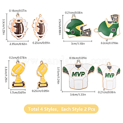 8Pcs 4 Styles Rugby Theme Alloy Enamel Pendants&nbsp;ENAM-YW0004-63