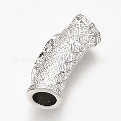 Brass Micro Pave Cubic Zirconia Tube European Beads&nbsp;X-ZIRC-T004-60P
