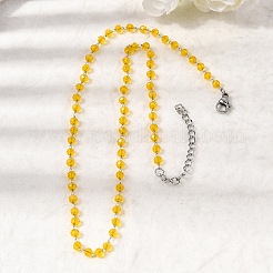 12Pcs 12 Colors 304 Stainless Steel with Glass Faceted Rondelle Bead Handmade Link Chain Birth Stone Necklaces for Women&nbsp;NJEW-G195-01P