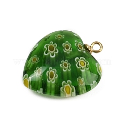 Handmade Millefiori Lampwork Heart Pendants&nbsp;LAMP-L080-01P-04