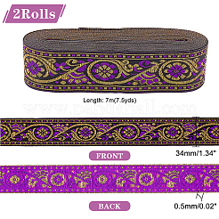 Ethnic Style Embroidery Polyester Ribbons&nbsp;OCOR-WH0070-10F-07