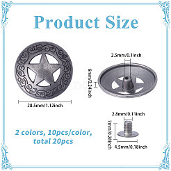 20Pcs 2 Colors Alloy Rivets&nbsp;DIY-CA0007-29