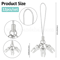 12Pcs Alloy Teeth Mobile Straps&nbsp;HJEW-FH00166