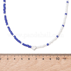 9Pcs 9 Colors Brass Heart Glass Seed Beaded Necklaces&nbsp;NJEW-JN05956